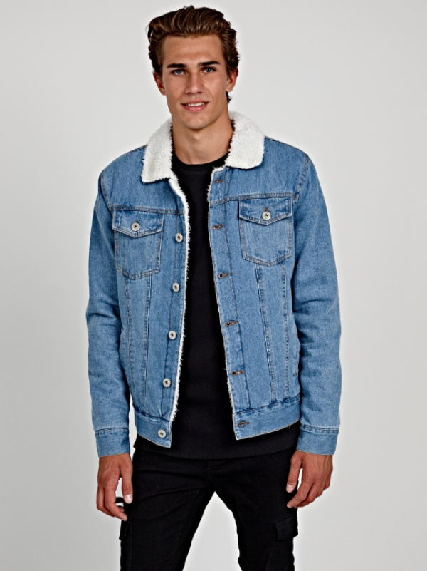 Jaket Aviator dengan Bahan Denim